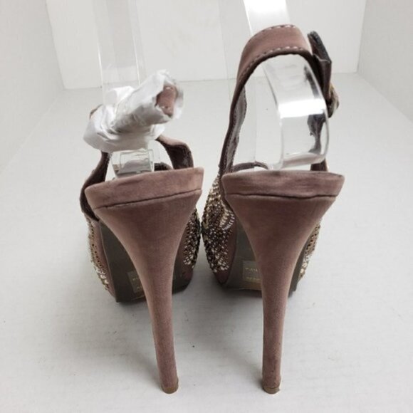 Kiss & Tell Open Toe Beeded Slingback Heels Sz 7 - Picture 6 of 9